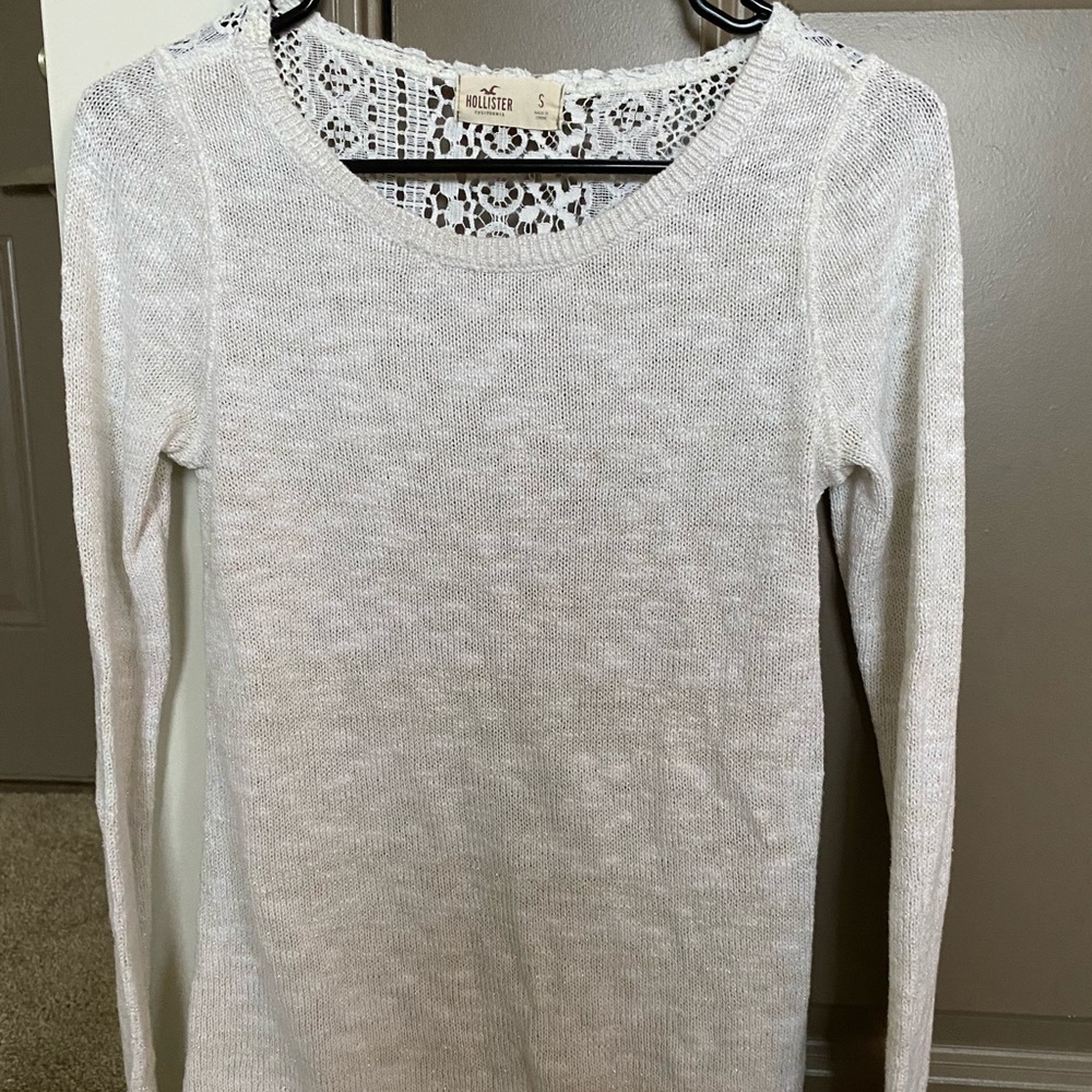 Cream sweater with lace